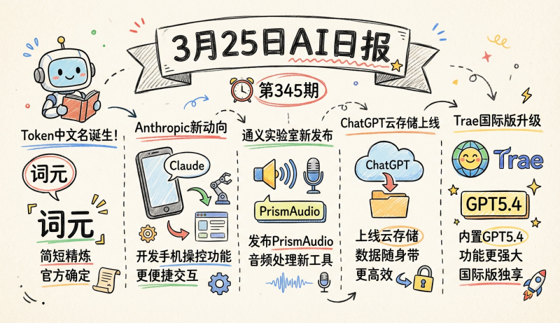 终于确定！Token中文名词诞生，Anthropic正在为Claude开发手机操控功能 | 3月25日AI日报第345期-松鼠博客